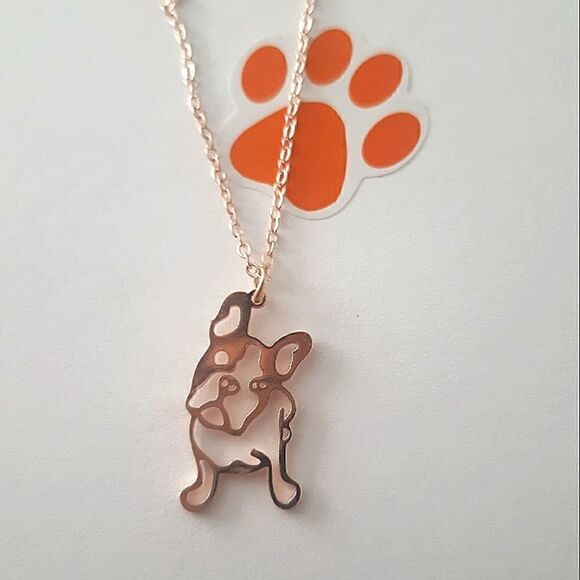 French Bulldog Shiny Charm Stainless Steel Adjustable 18" - 20" Necklace - Picture 2 of 12